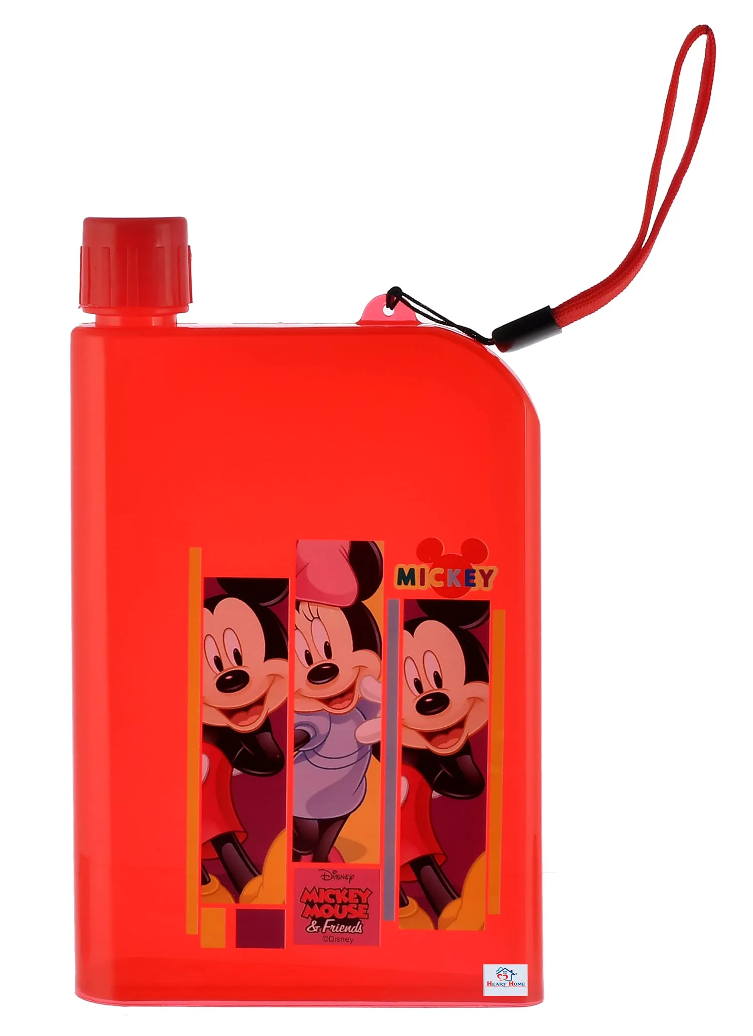Heart Home Mickey Printed Plastic Notebook Water Bottle-700ml, Pack of 3 (Red)