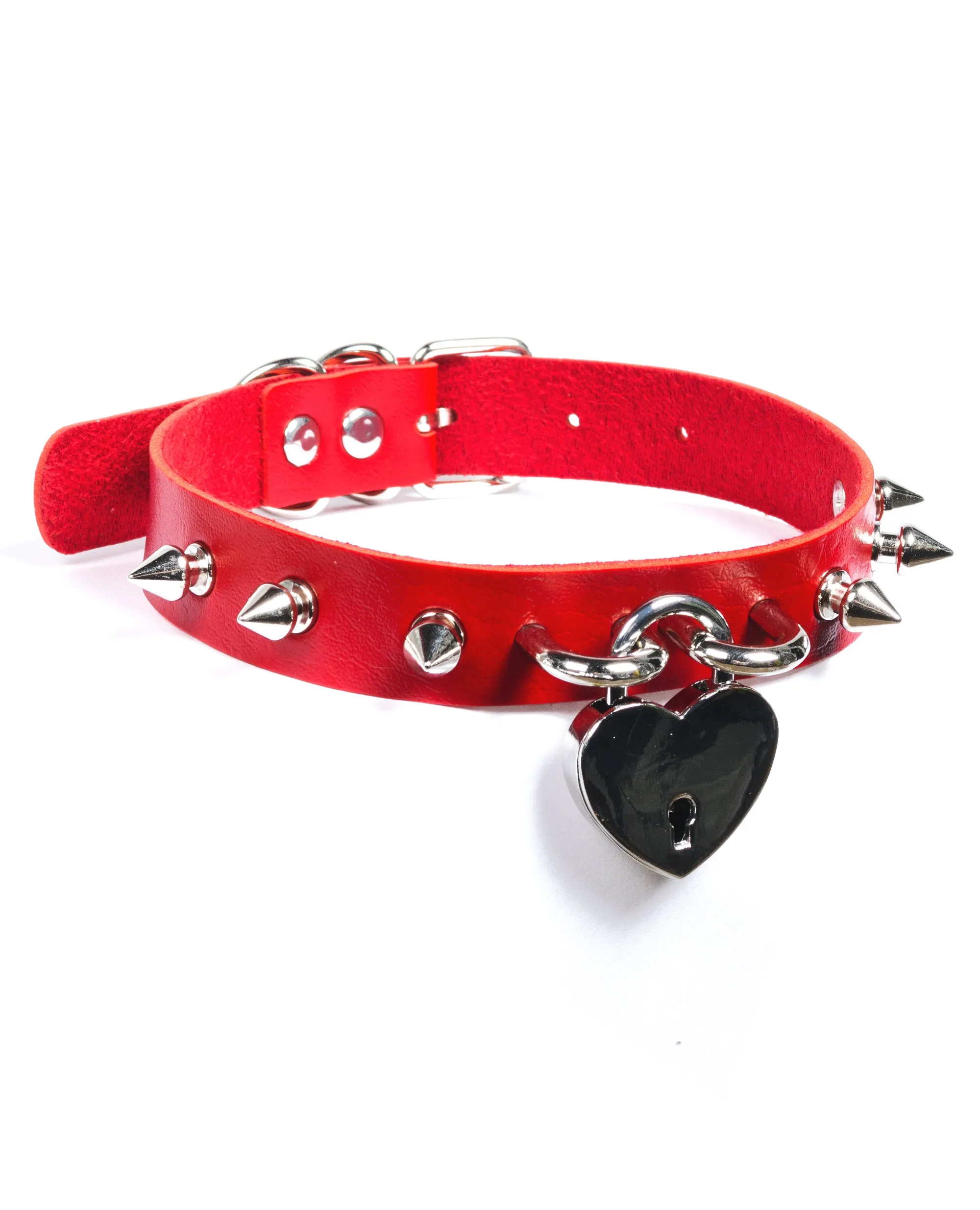 HEART SPIKED PADLOCK COLLAR - FUTURE LOVERS