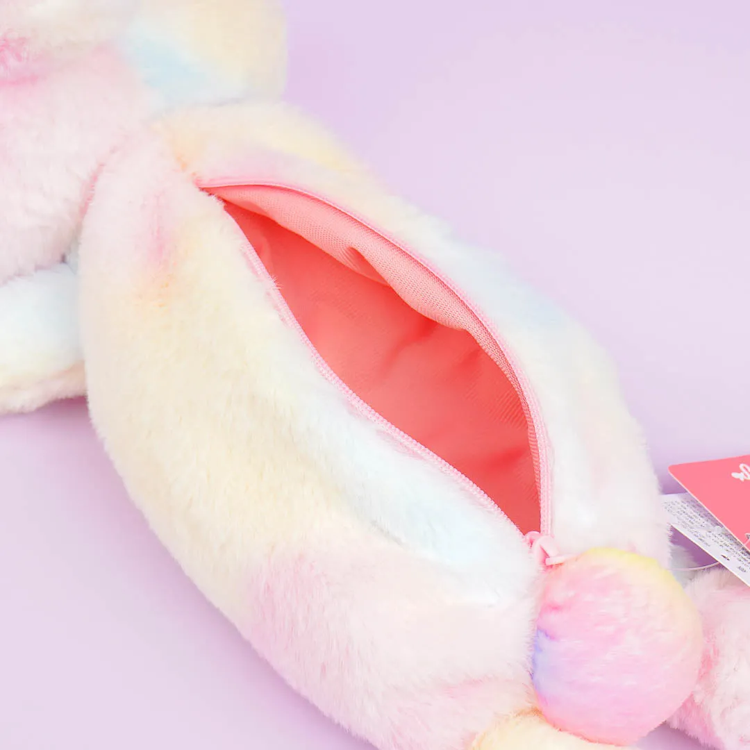 Hello Kitty Gradient Bunny Plushie Pencil Case - Rainbow