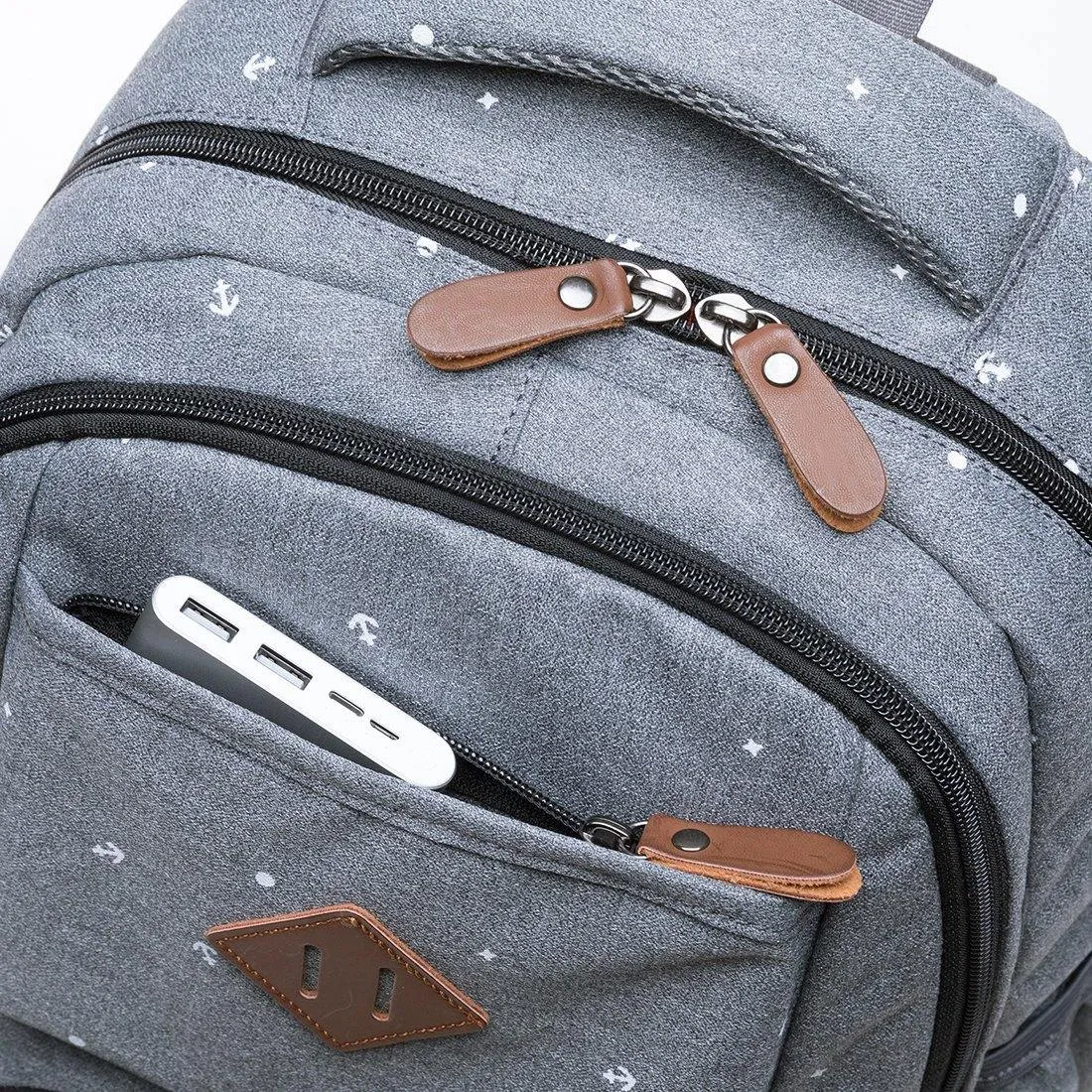 KAUKKO Backpack for School, K8008-1 ( Grey / 18.9L )