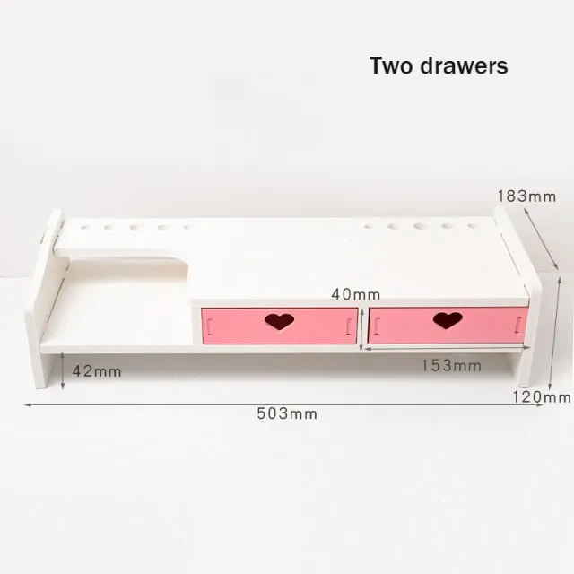 Kawaii Hearts Pink Wooden Desk Organizer