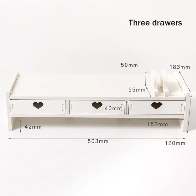 Kawaii Hearts Pink Wooden Desk Organizer