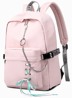 Kids USB School Backpacks - Black Green Pink Book Bags For Boys Girls Laptop Backpack with Charging Port Business Anti-theft Large Capacity Travel BookBag