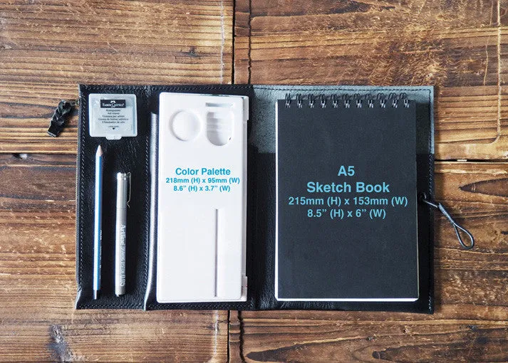 Leather A5 Sketchbook Cover #Black