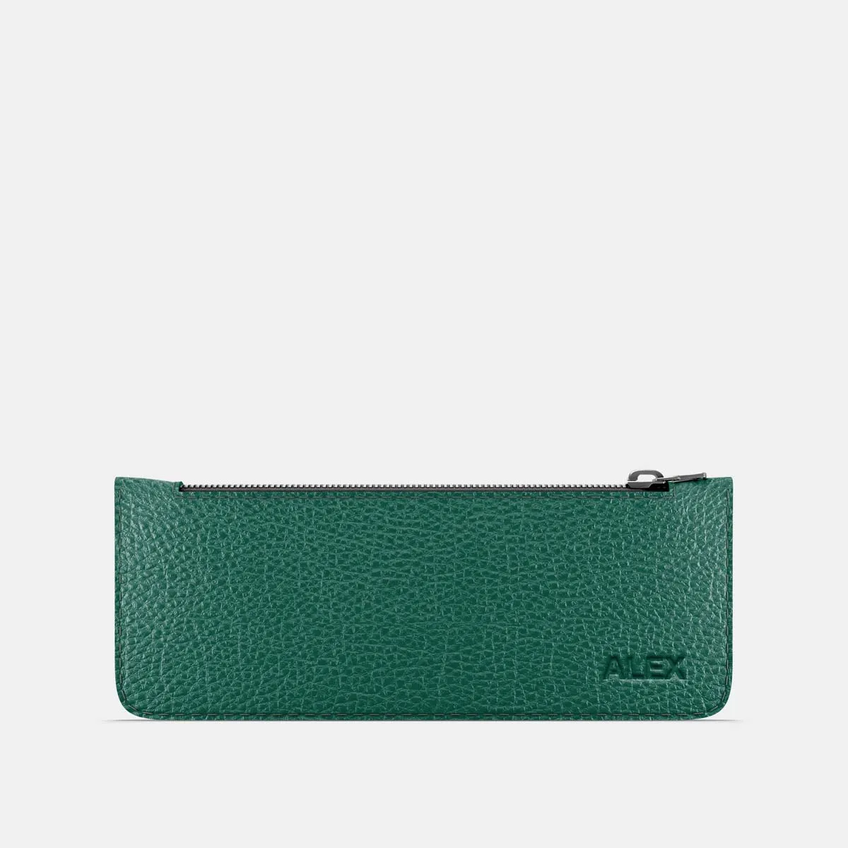 Leather Pencil Case - Avocado Green and Orange