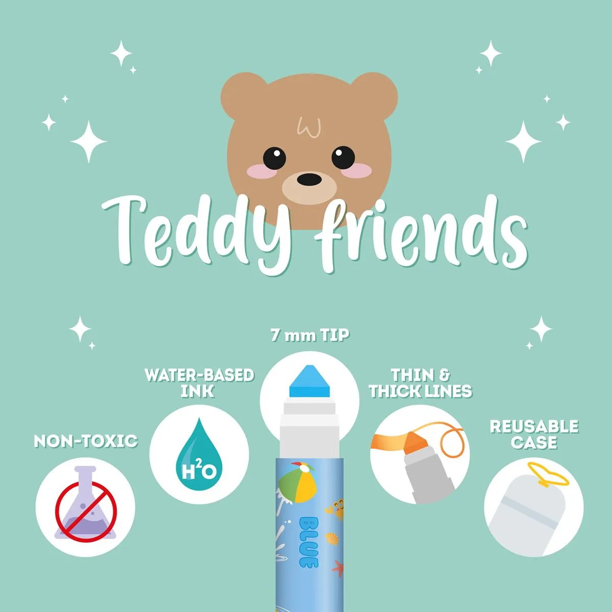 Legami Teddy Friends Markers - Set of 12