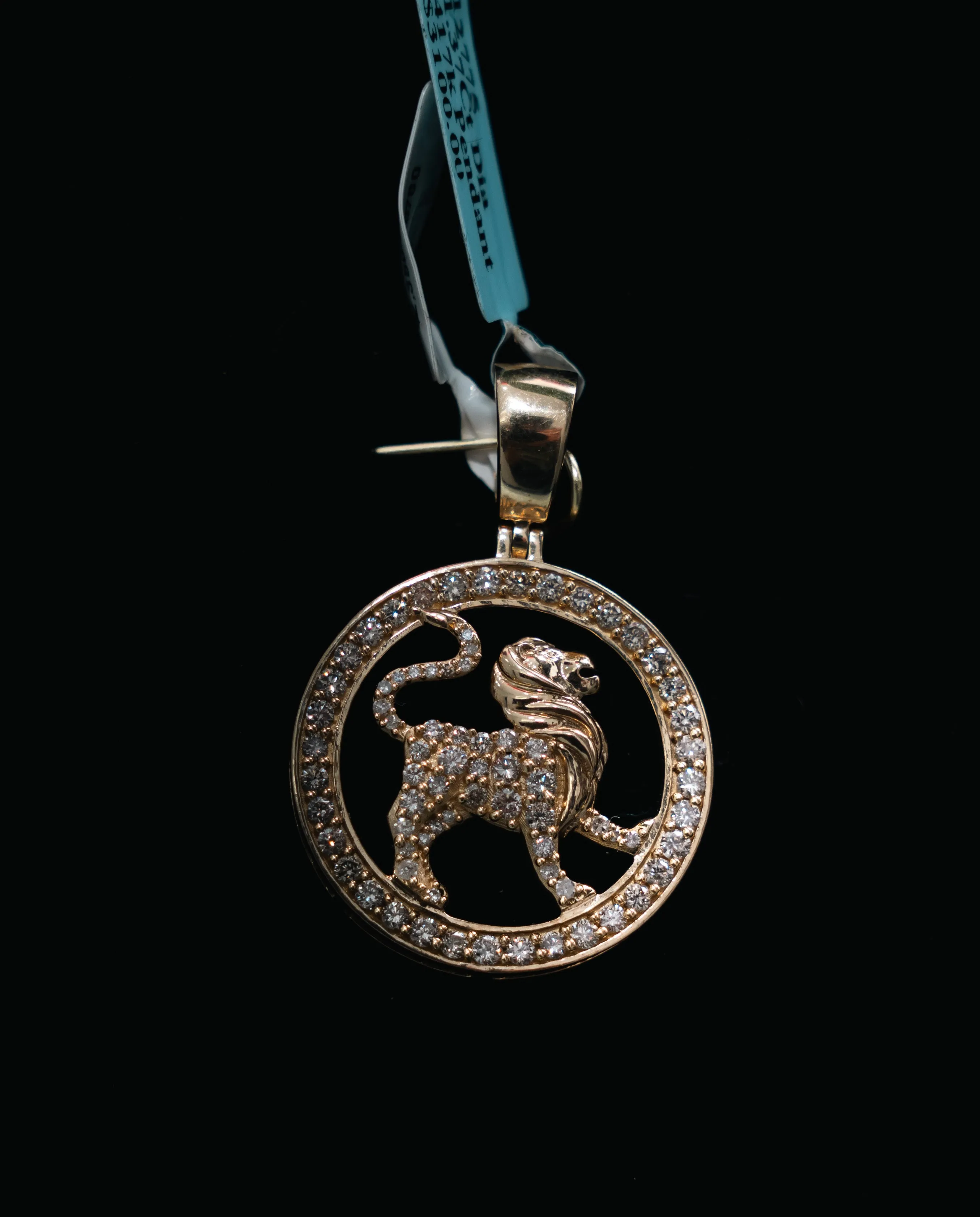 Leo Sign Pendant 10K Yellow Gold With Diamond / 1.37Ct Dia / 6gr