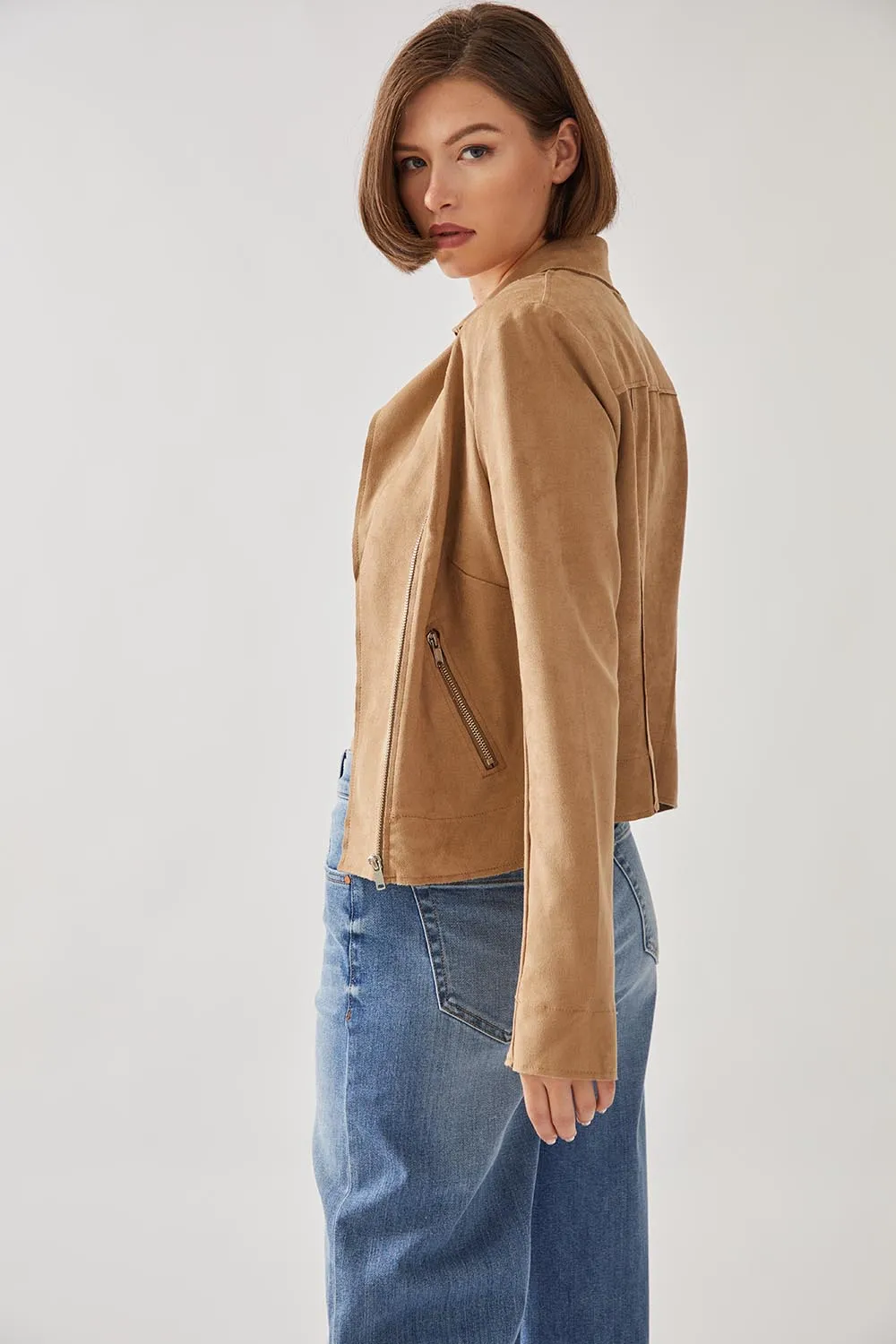 Maeve Faux Suede Moto Jacket