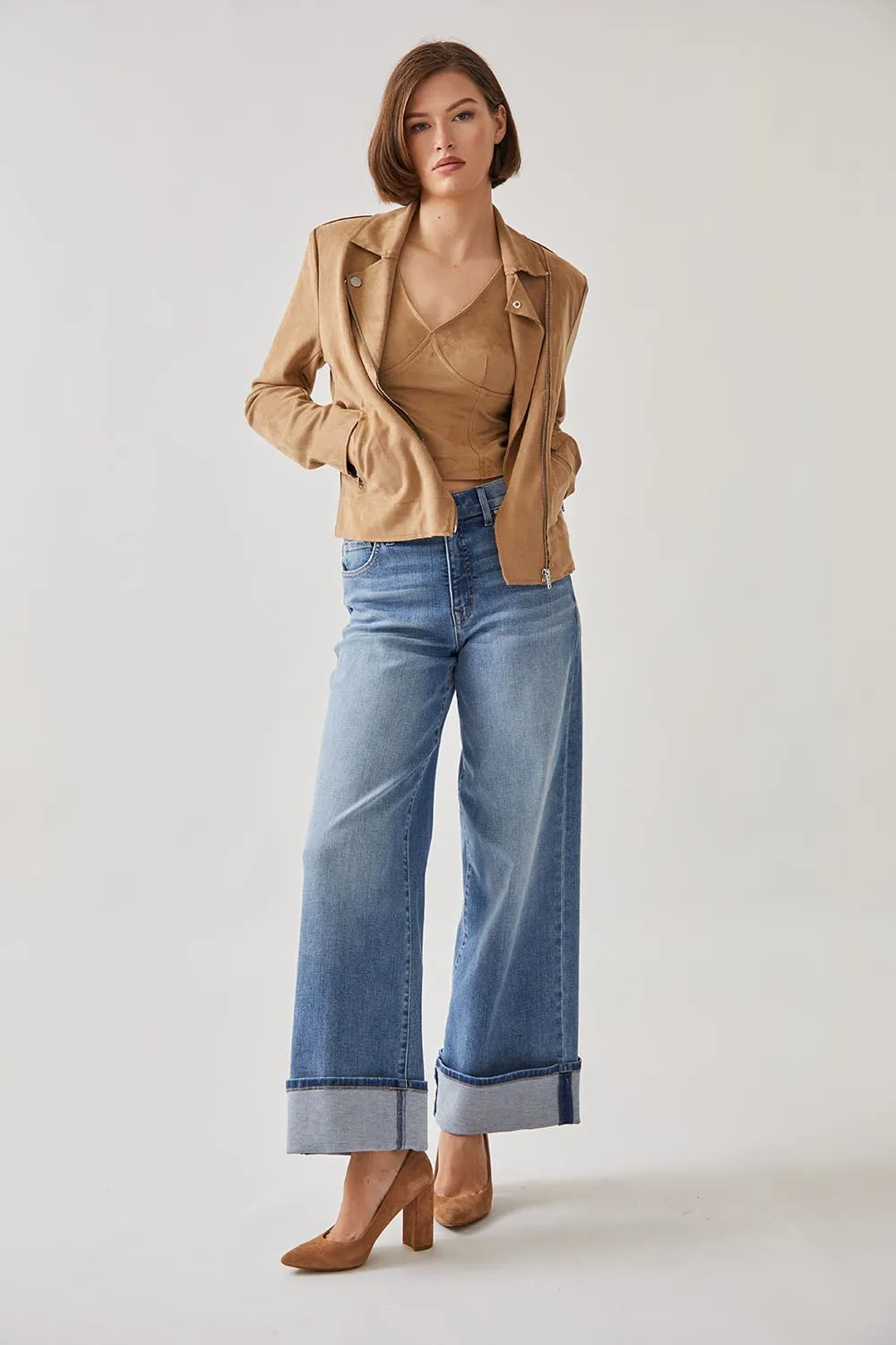Maeve Faux Suede Moto Jacket