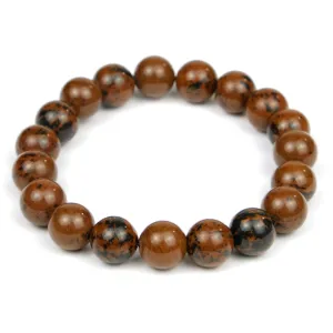 Mahogany Obsidian 12mm Smooth Rounds Stretch Bracelet