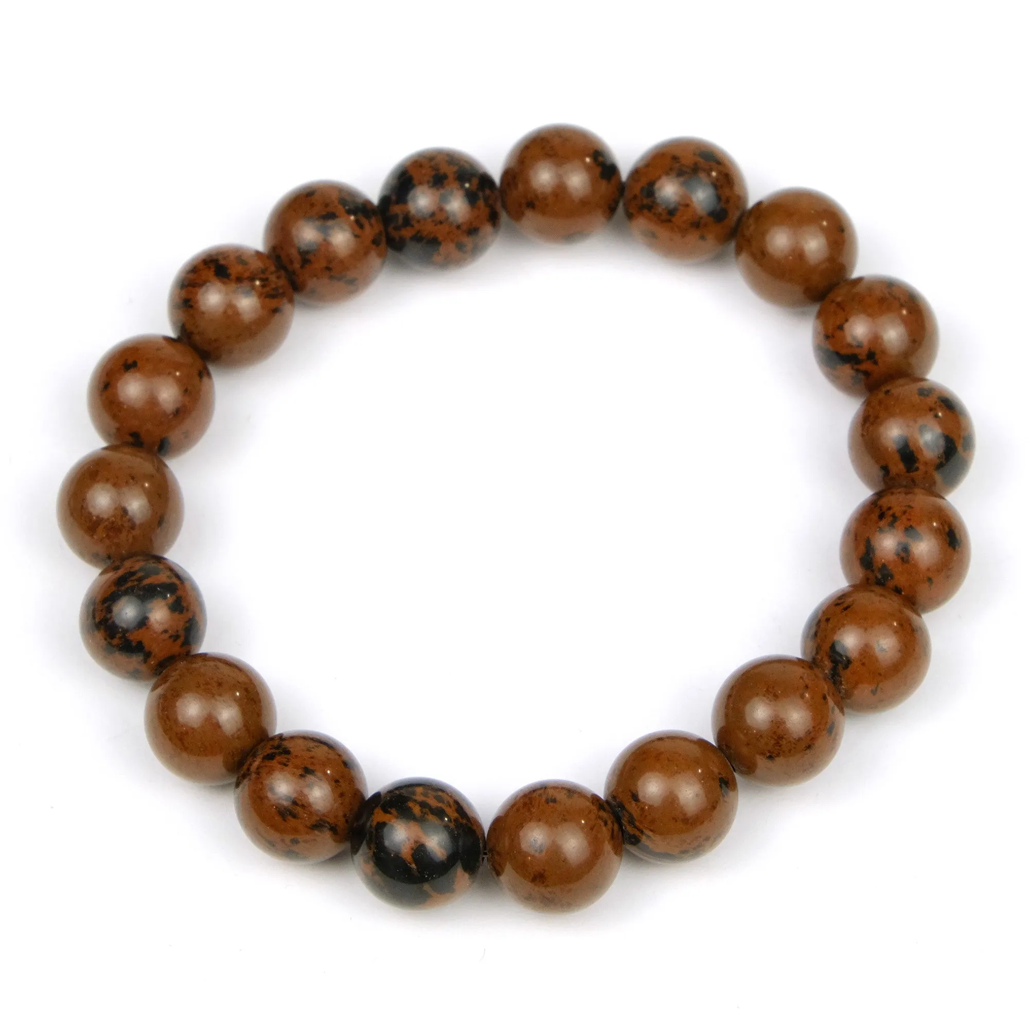 Mahogany Obsidian 12mm Smooth Rounds Stretch Bracelet