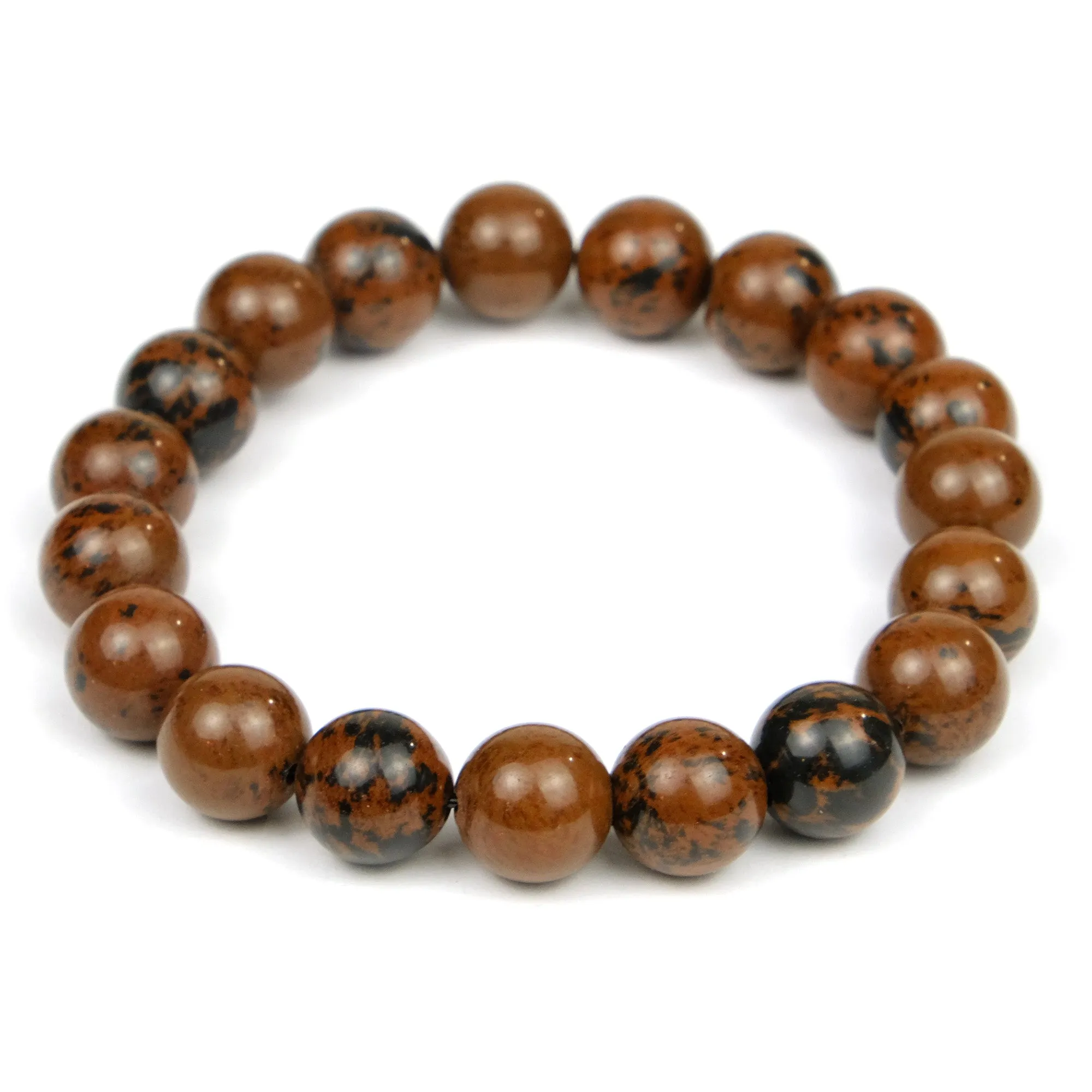 Mahogany Obsidian 12mm Smooth Rounds Stretch Bracelet