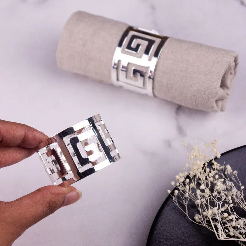 Maze Silver Napkin Rings (Set of 6)
