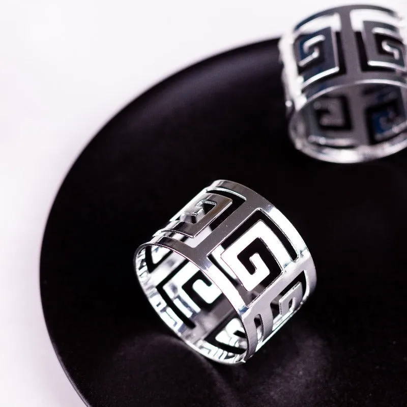 Maze Silver Napkin Rings (Set of 6)