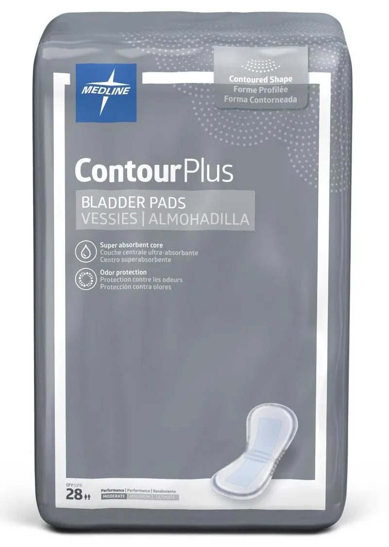 Medline ContourPlus Bladder Pad Moderate 5.5x10.5 28Ct