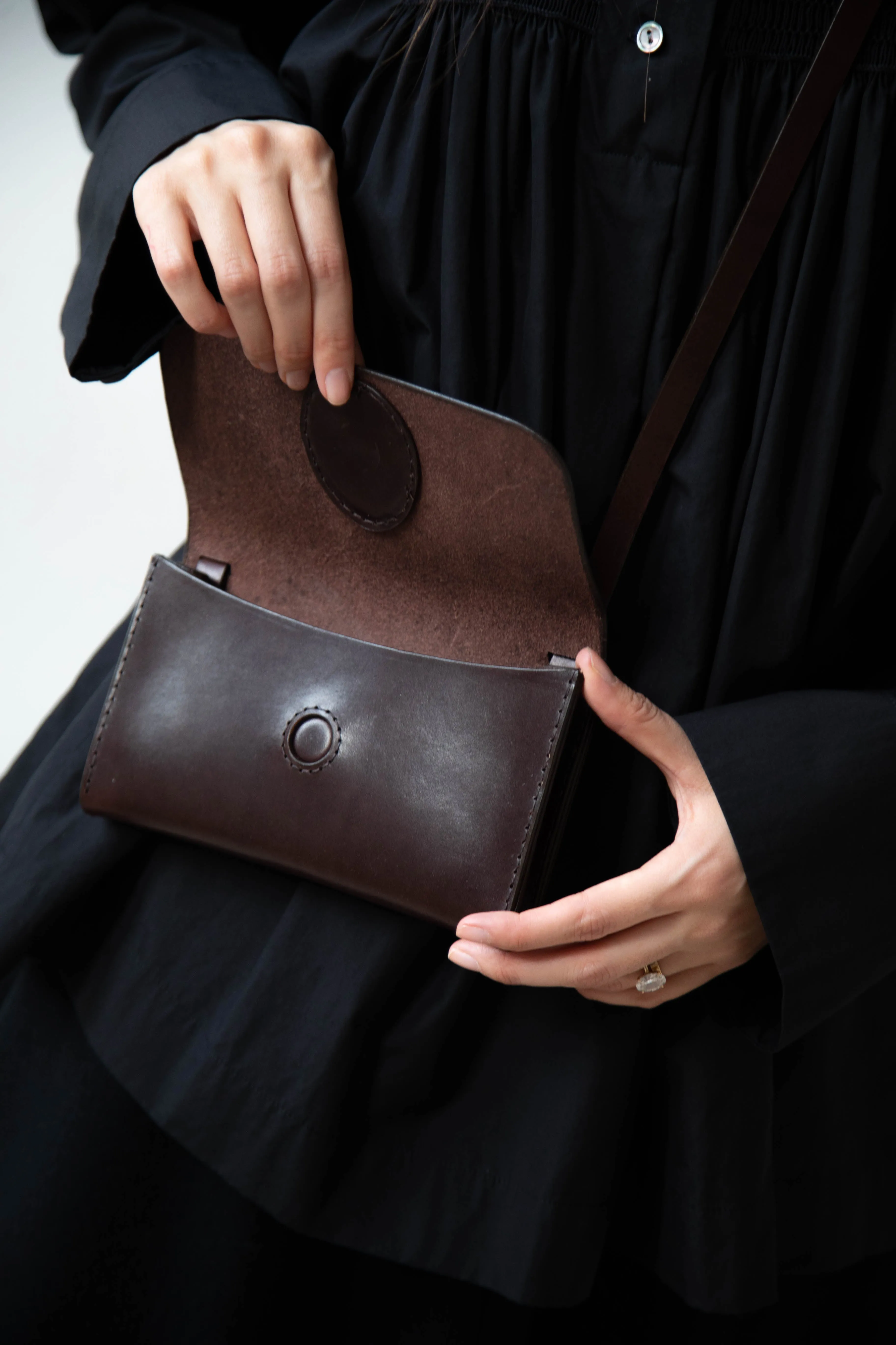 Melete | Enso Mini Shoulder Bag in Dark Brown