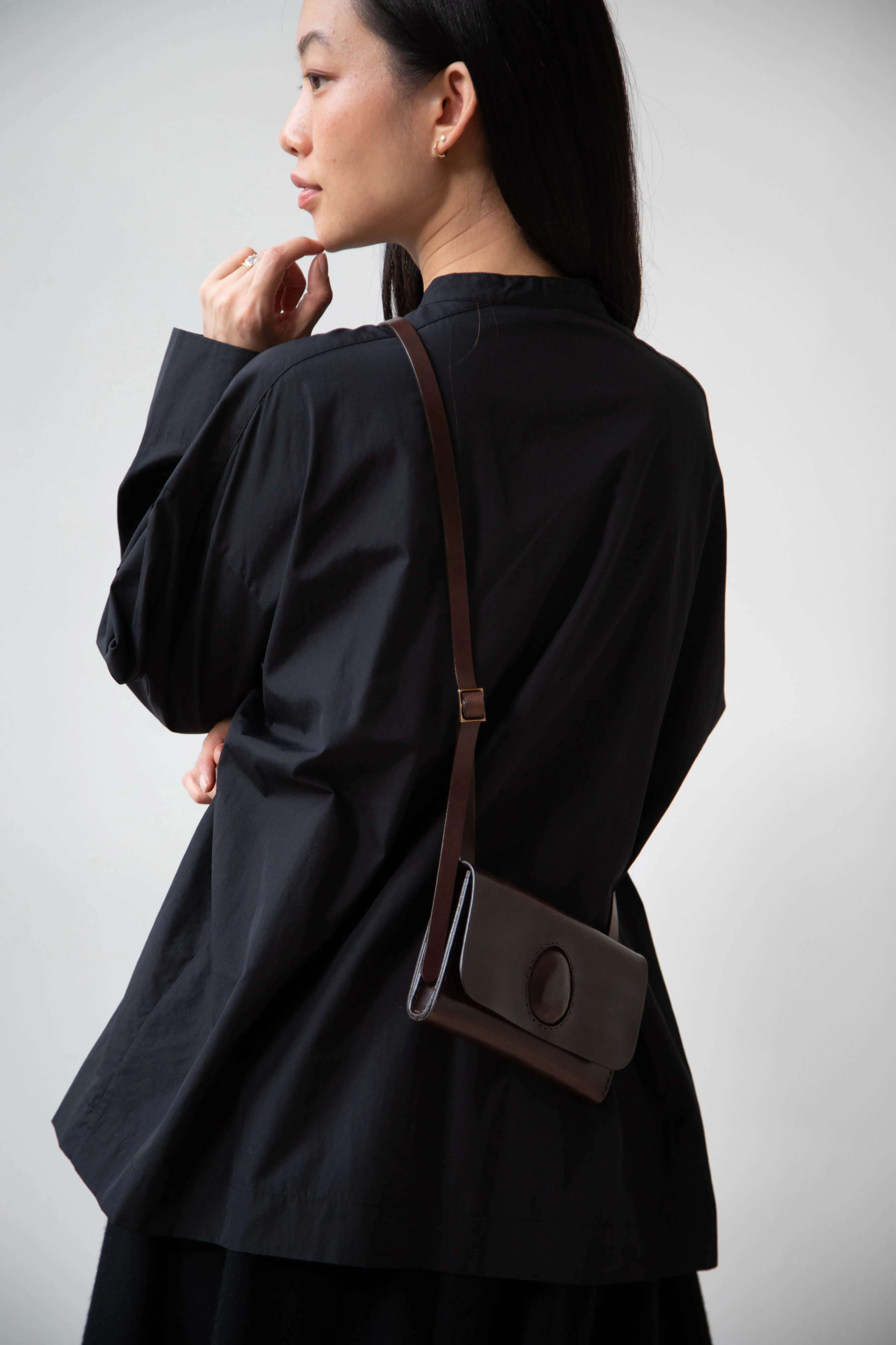 Melete | Enso Mini Shoulder Bag in Dark Brown