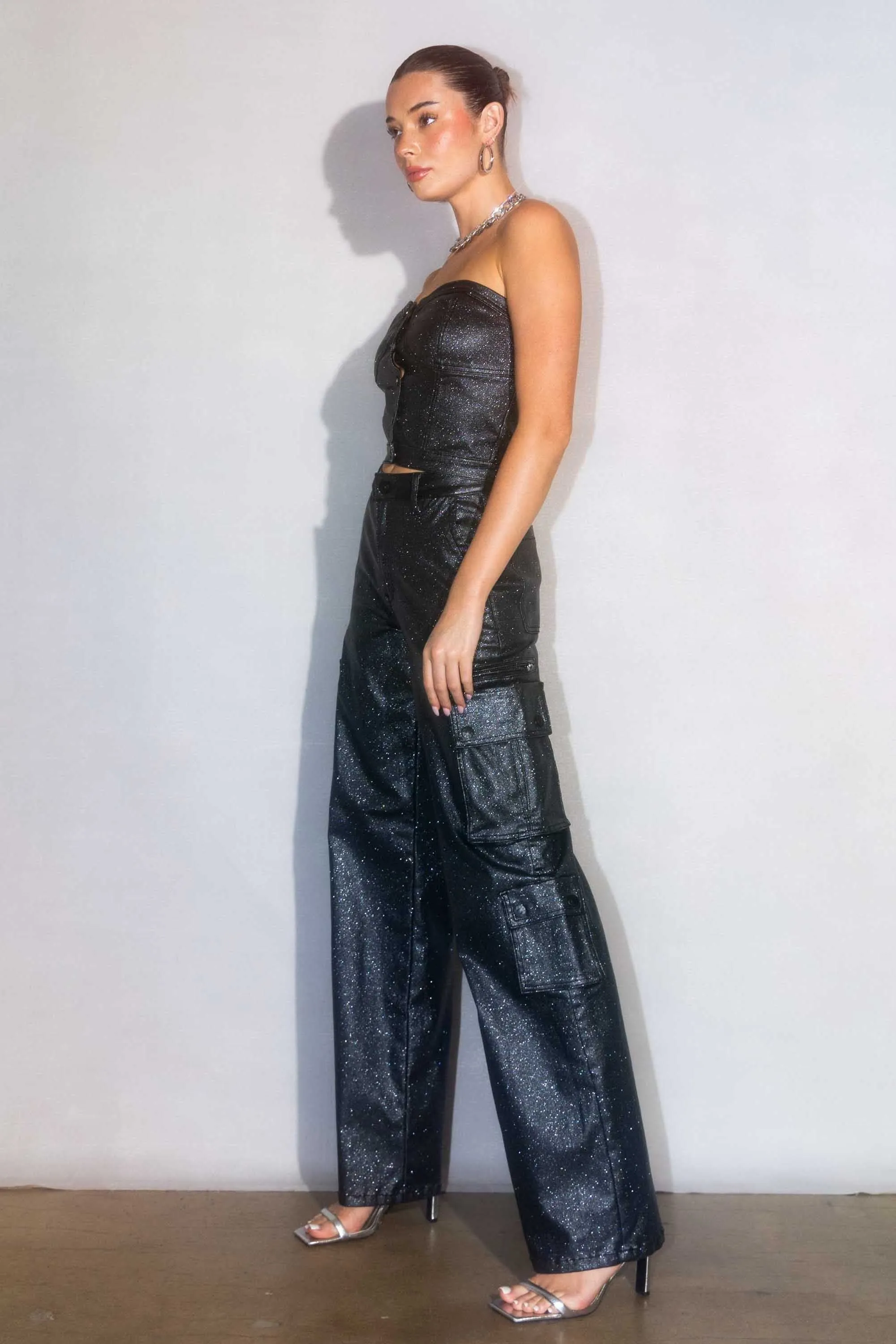 Metallic Strapless Top