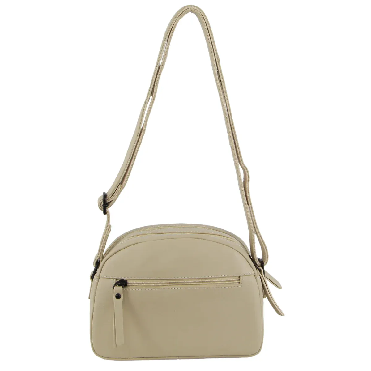 Milleni Leather Multi-Zip Cross-Body Bag in Cement