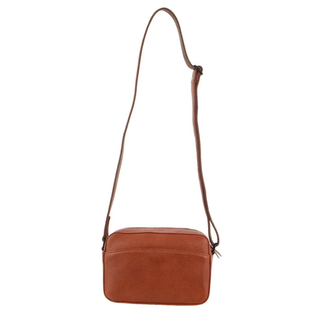 Milleni Leather Multi-Zip Crossbody Bag - Cognac
