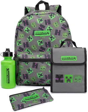 Minecraft 4 Piece Lunch Bag Backpack Set