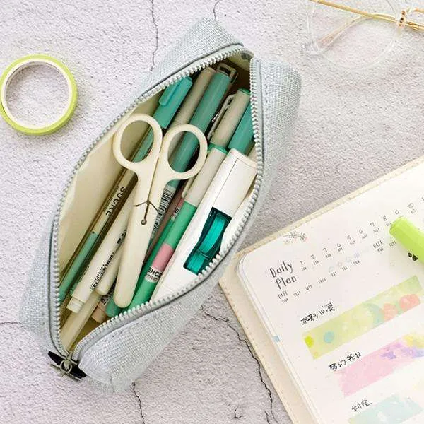 Minimalist Canvas Zipper Pencil Pouch