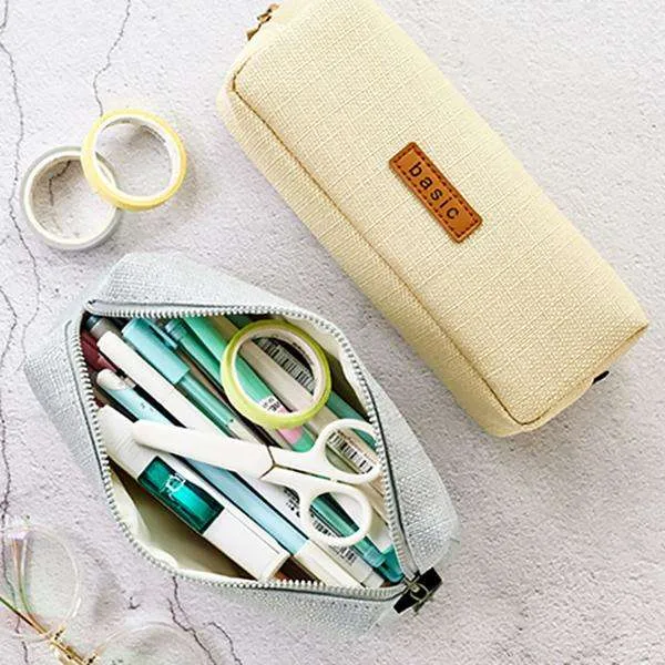 Minimalist Canvas Zipper Pencil Pouch