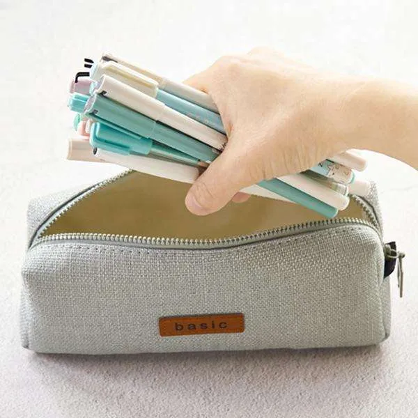 Minimalist Canvas Zipper Pencil Pouch