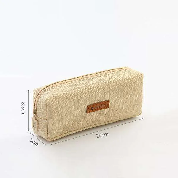 Minimalist Canvas Zipper Pencil Pouch