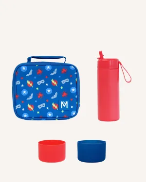 MontiiCo Medium Lunch Bag and Bottle Set - Superhero