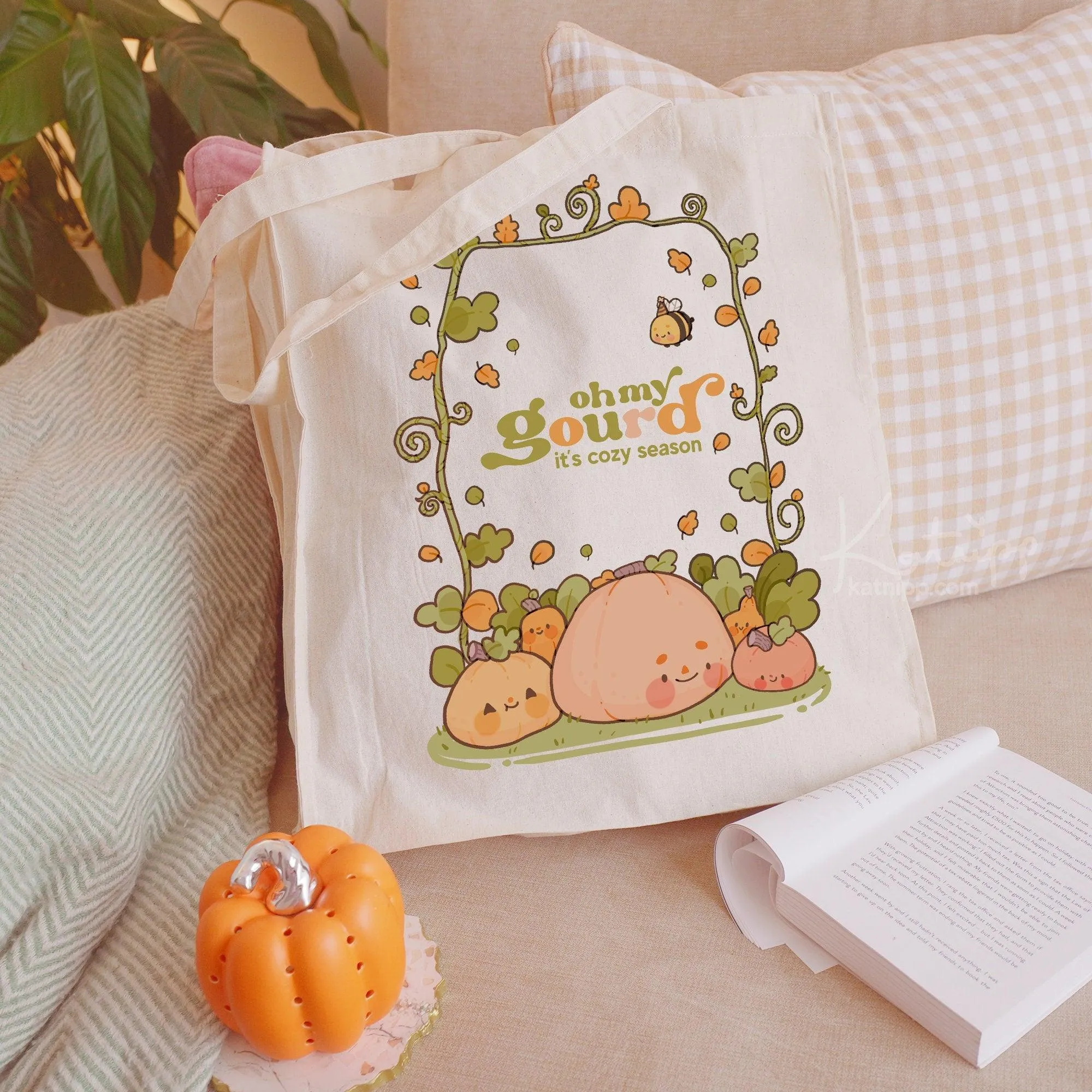 Oh My Gourd Tote Bag | Kawaii Pumpkin Autumn Bag | Eco-Friendly Halloween Shopper