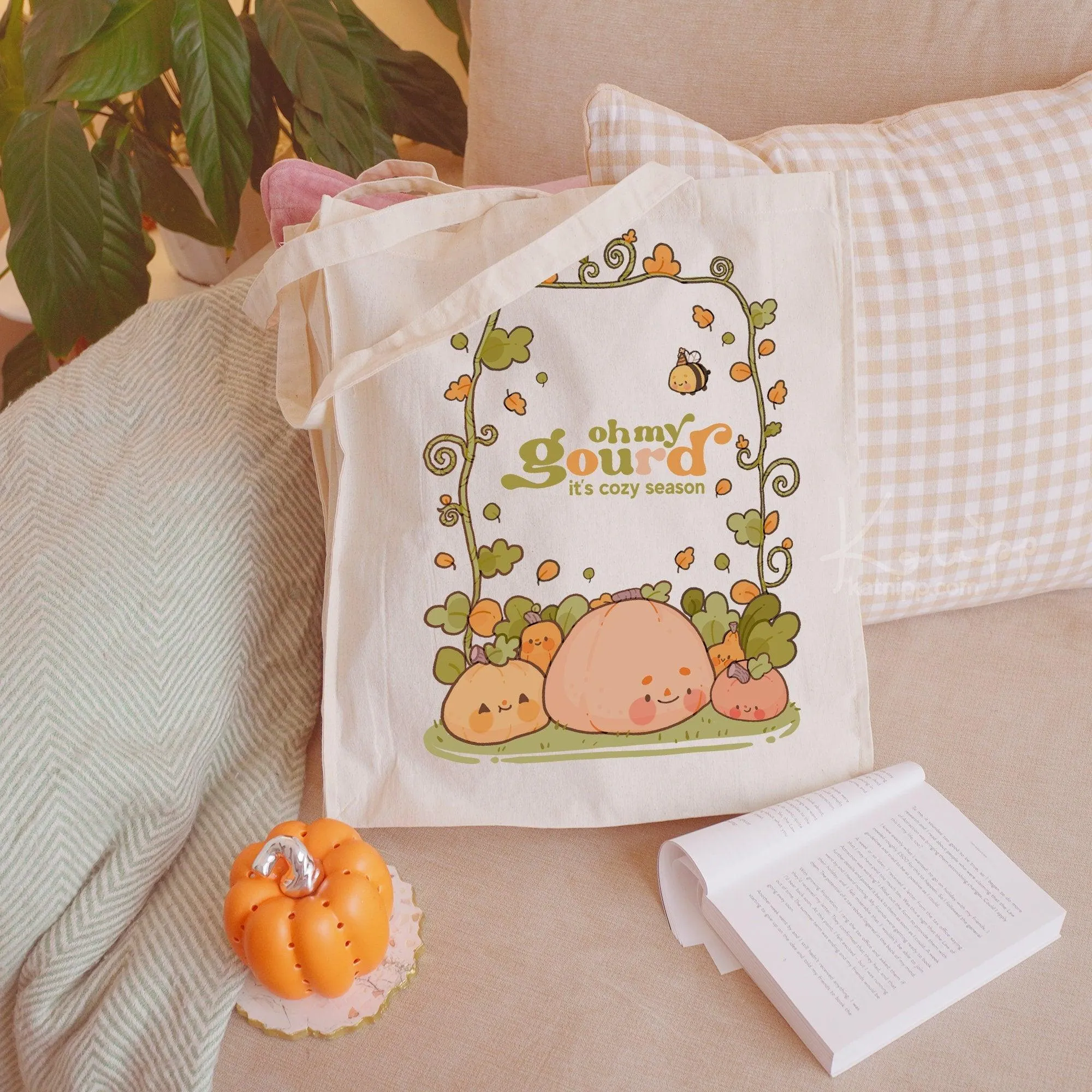 Oh My Gourd Tote Bag | Kawaii Pumpkin Autumn Bag | Eco-Friendly Halloween Shopper
