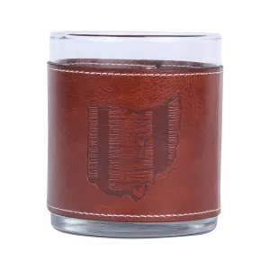Ohio Bourbon Barrel Faux Leather Rocks Glass