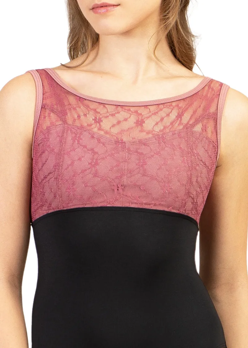 ON SALE Chateau Lace Illusion Tank Leotard (Pink)