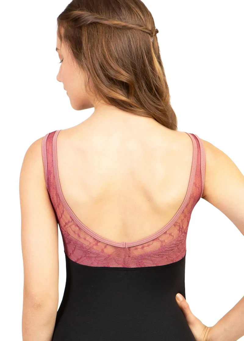 ON SALE Chateau Lace Illusion Tank Leotard (Pink)