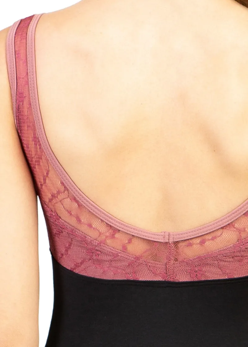 ON SALE Chateau Lace Illusion Tank Leotard (Pink)