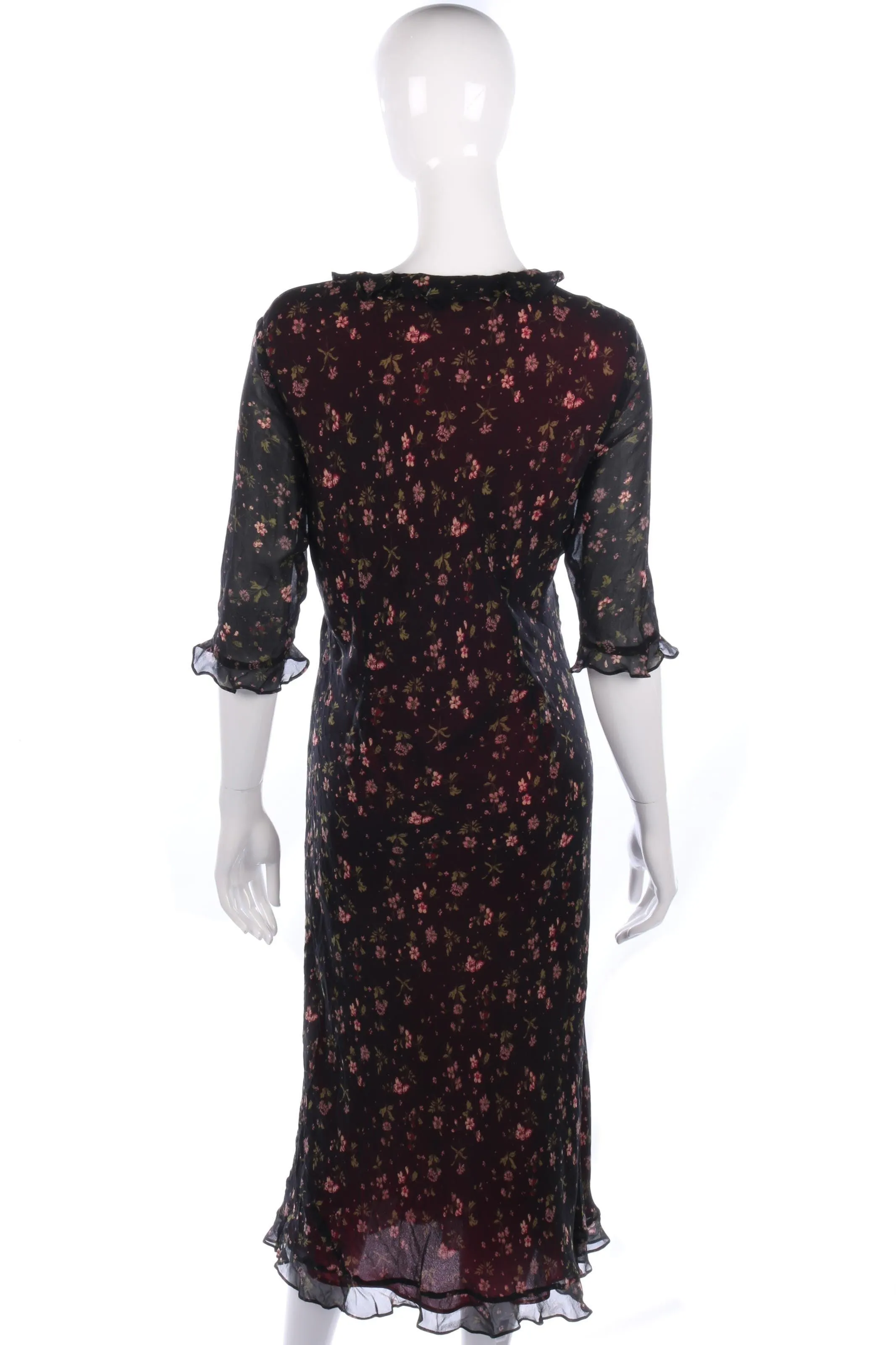 Patsy Seddon Tea Dress Silk Purple Floral Pattern Size 16