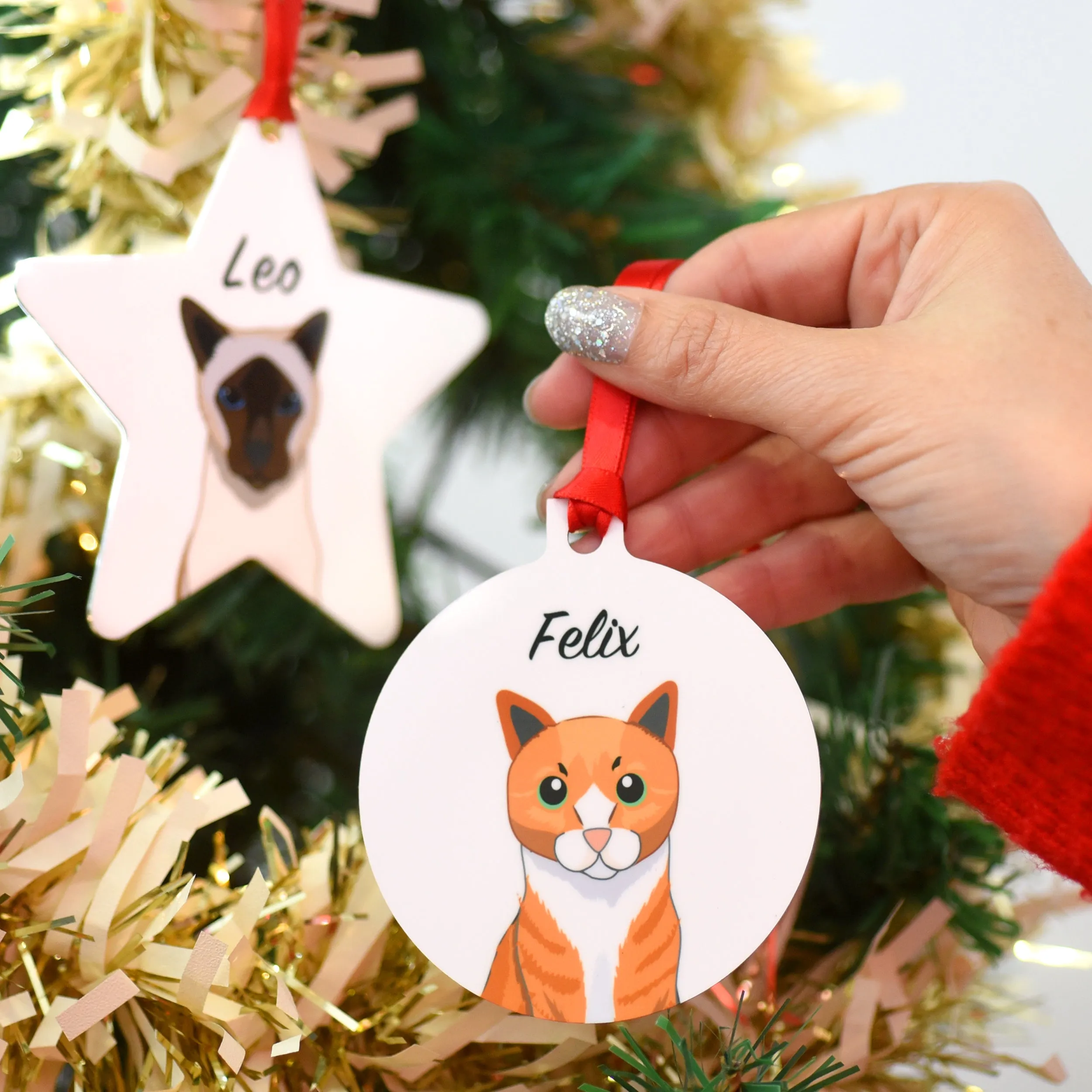 Personalised Cute Cat Christmas Decoration