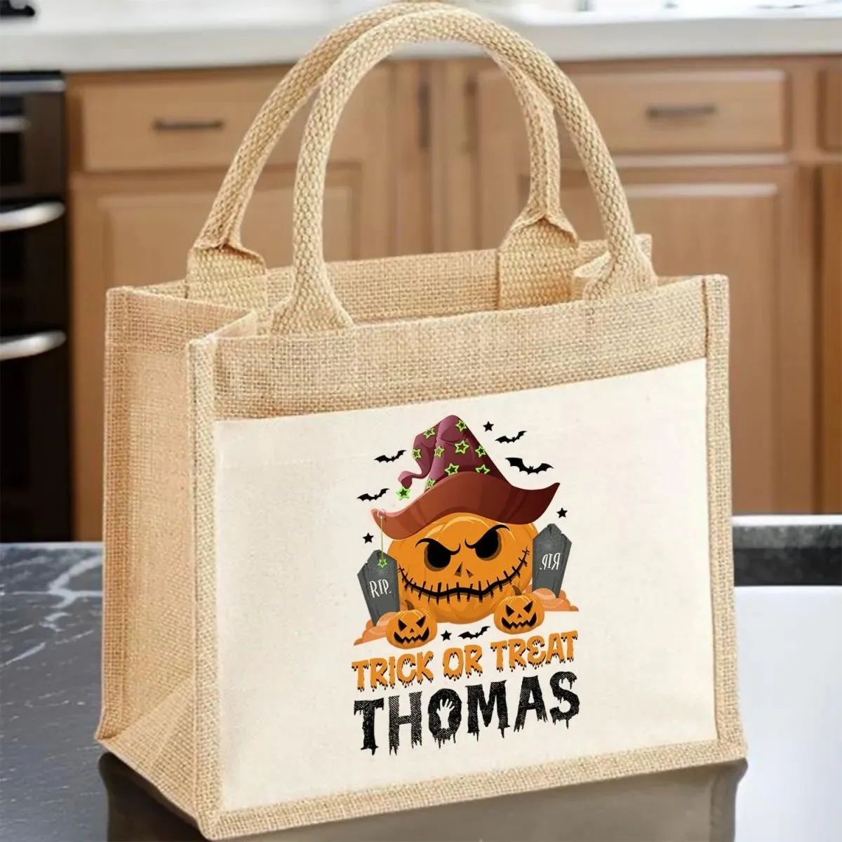 Personalised Halloween Tote for Kids - Spooky Pumpkin Design - Trick or Treat Bag