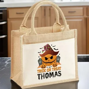 Personalised Halloween Tote for Kids - Spooky Pumpkin Design - Trick or Treat Bag