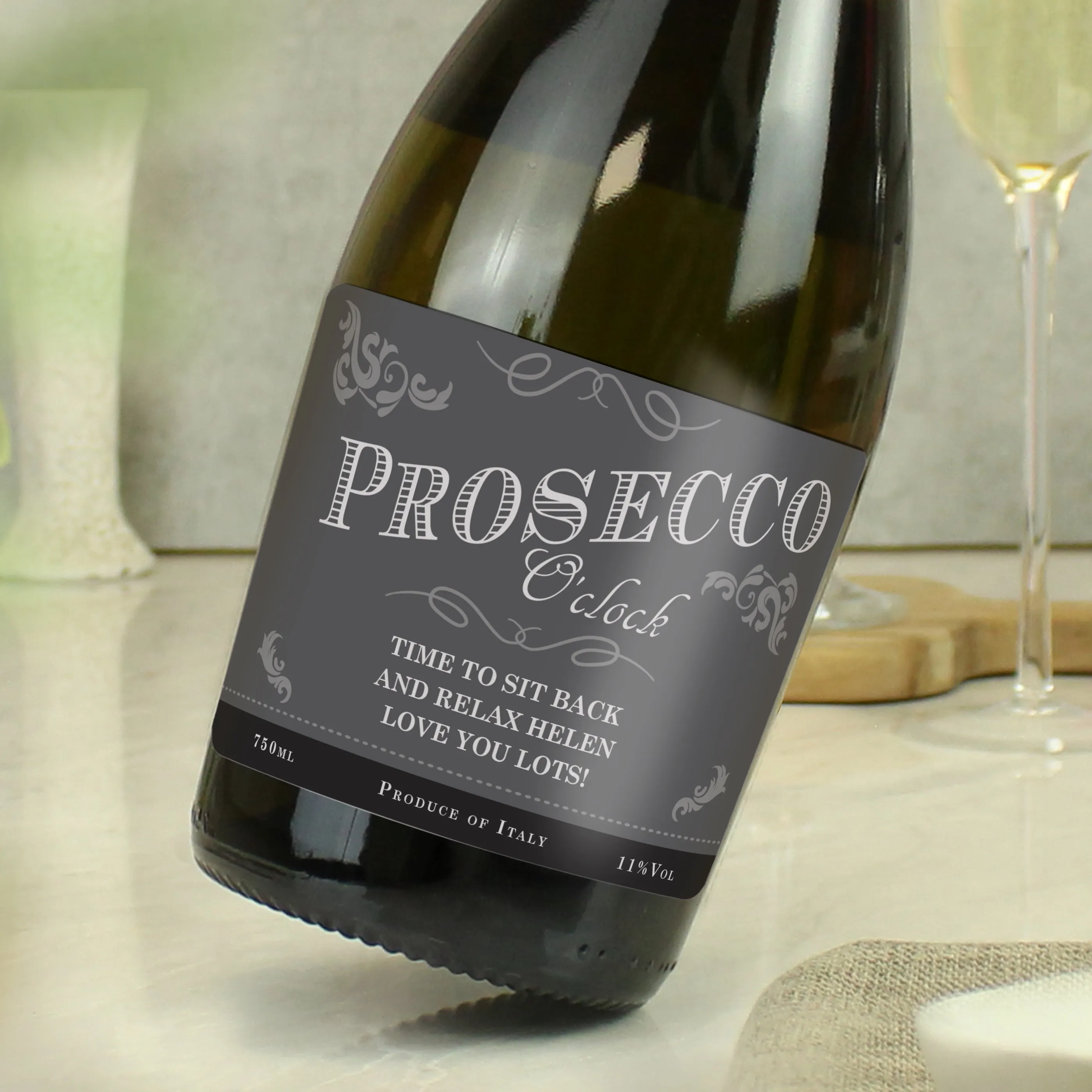 Personalised Prosecco O'Clock Bottle