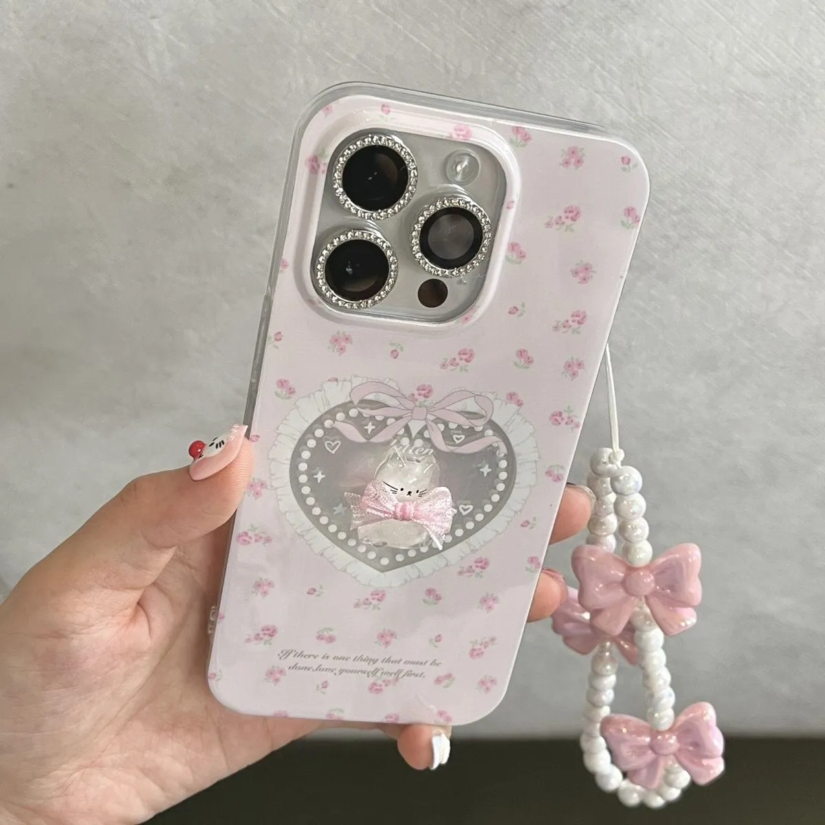 Pink Kitty Heart Bowknot iPhone Case SK530