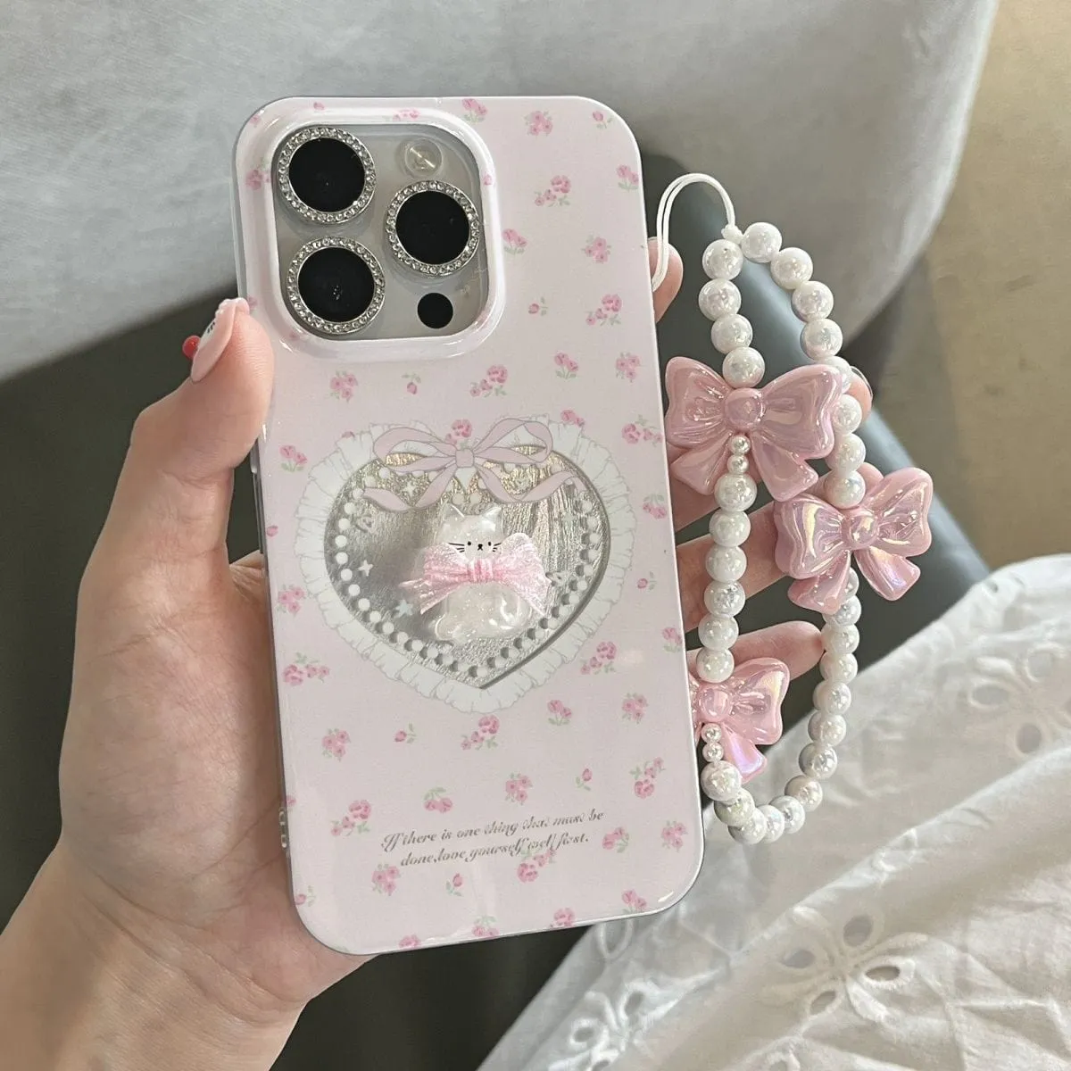 Pink Kitty Heart Bowknot iPhone Case SK530