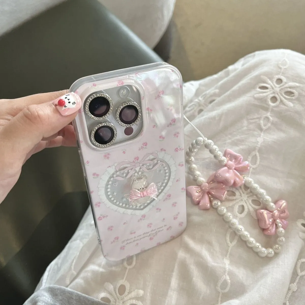 Pink Kitty Heart Bowknot iPhone Case SK530