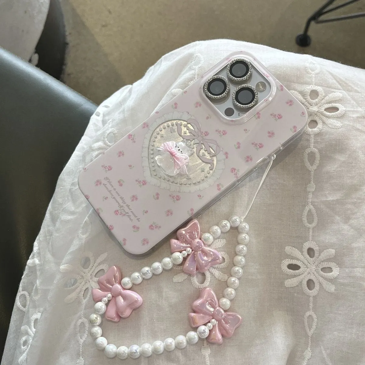 Pink Kitty Heart Bowknot iPhone Case SK530