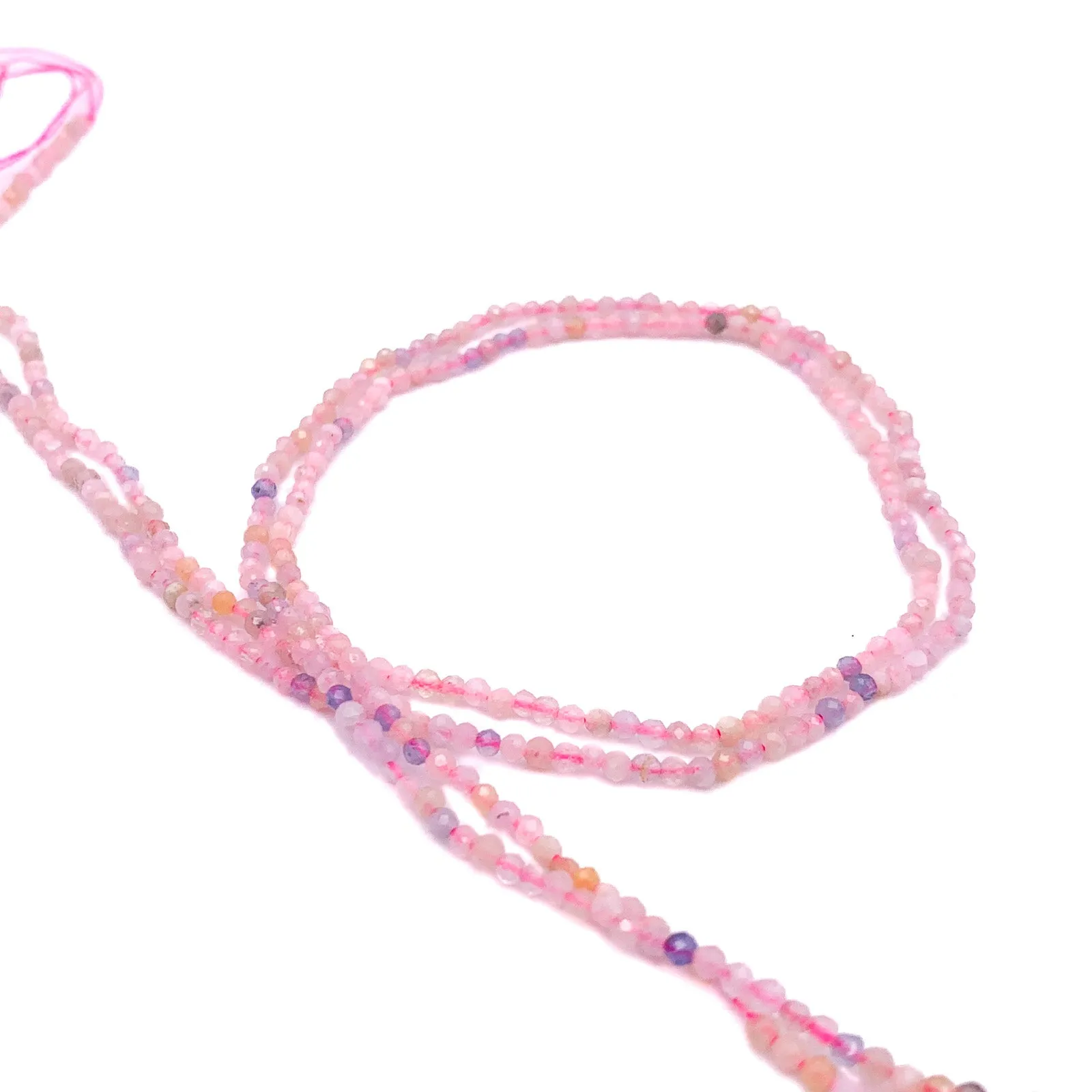 Pink Tourmaline 2mm Faceted Rounds Bead Strand