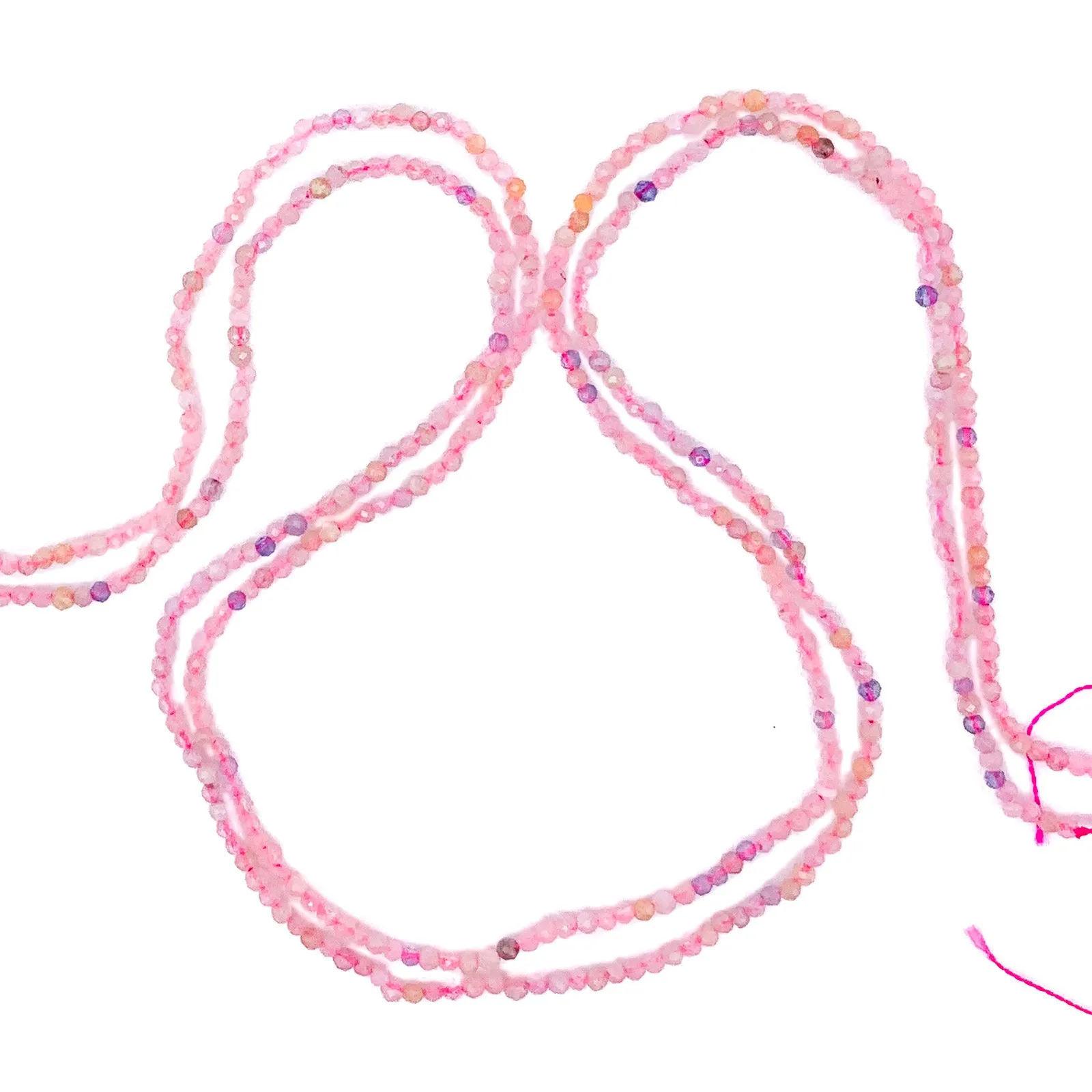 Pink Tourmaline 2mm Faceted Rounds Bead Strand