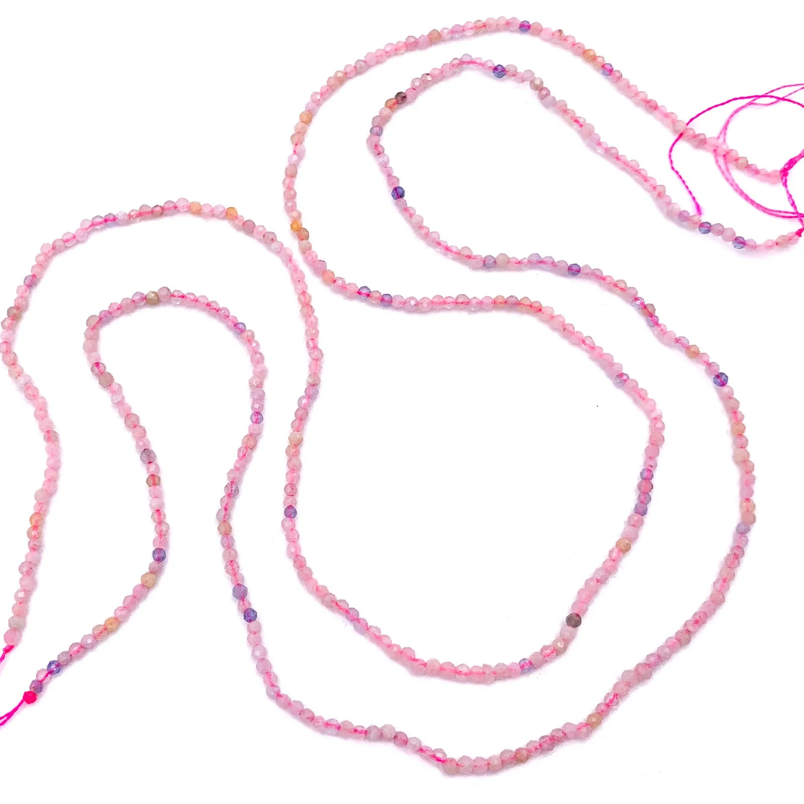 Pink Tourmaline 2mm Faceted Rounds Bead Strand