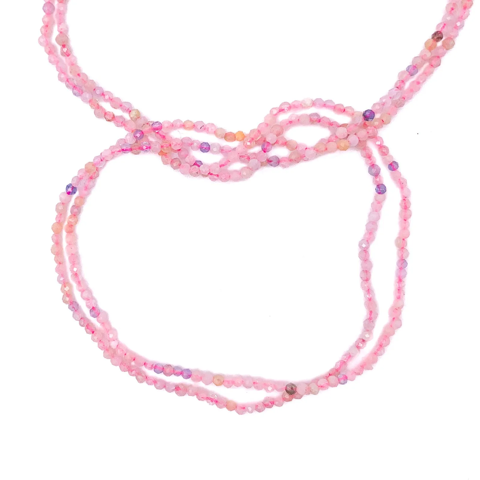 Pink Tourmaline 2mm Faceted Rounds Bead Strand