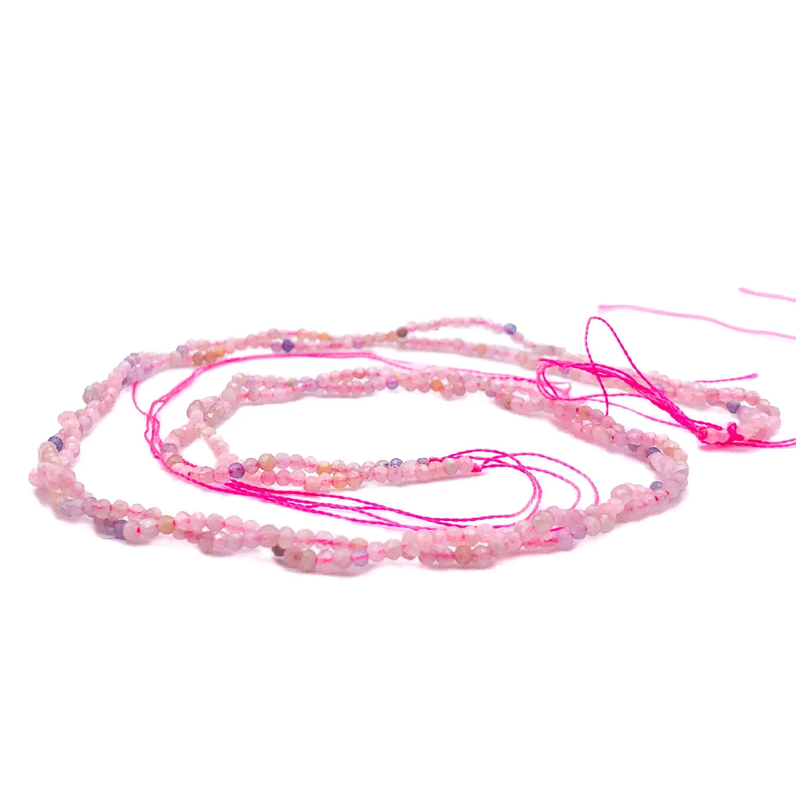 Pink Tourmaline 2mm Faceted Rounds Bead Strand